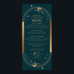 Celestial Green Gold Sun Moon Stars 30th Birthday Poster<br><div class="desc">Celestial Green Gold Sun Moon Stars 30th Birthday Menu Cards features a golden sun,  moon and stars on a green background with your menu details in the center in modern gold calligraphy script. Personalize by editing the text in the text boxes provided. Designed for you by Evco Studio www.zazzle.com/store/evcostudio</div>