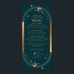 Celestial Green Gold Sun Moon Stars 30th Birthday Poster<br><div class="desc">Celestial Green Gold Sun Moon Stars 30th Birthday Menu Cards features a golden sun,  moon and stars on a green background with your menu details in the center in modern gold calligraphy script. Personalize by editing the text in the text boxes provided. Designed for you by Evco Studio www.zazzle.com/store/evcostudio</div>