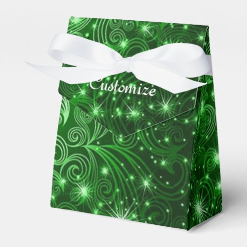 Celestial Green Swirls  Stars Tent Favor Box