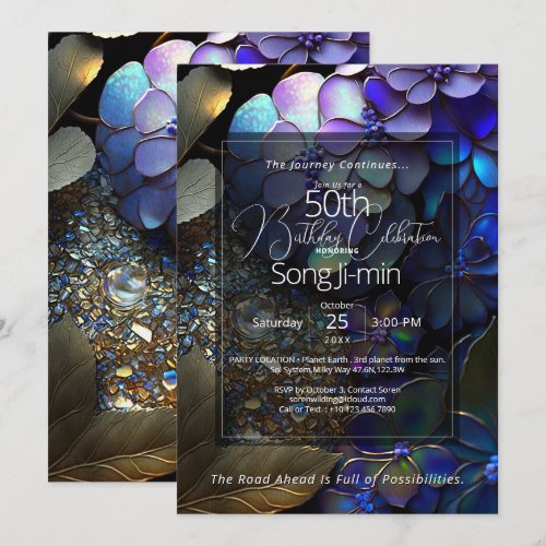 Celestial Grove | Botanical Gemstone Abstract Invitation