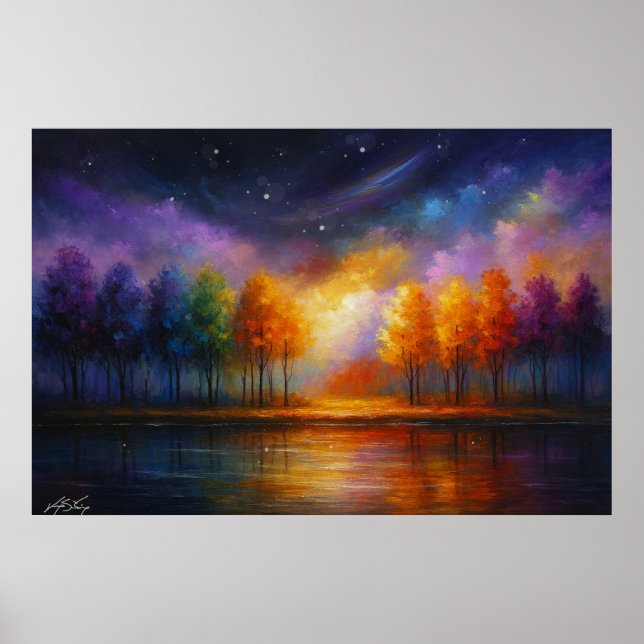 Celestial Grove - Rainbow Forest Reflections Poster (Front)