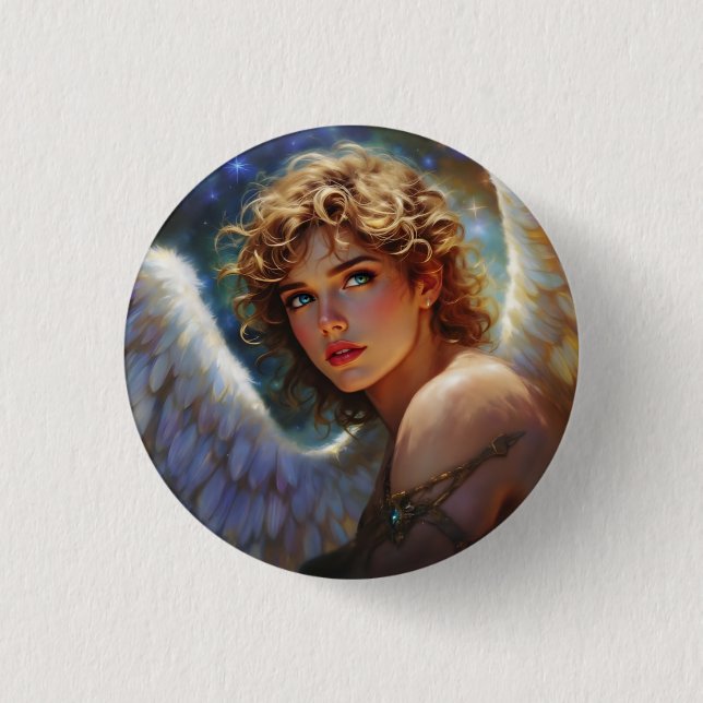 Celestial Guardian – Angel of the Stars Button (Front)