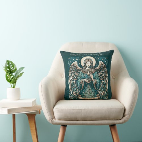 Celestial Guardian Angel Throw Pillow