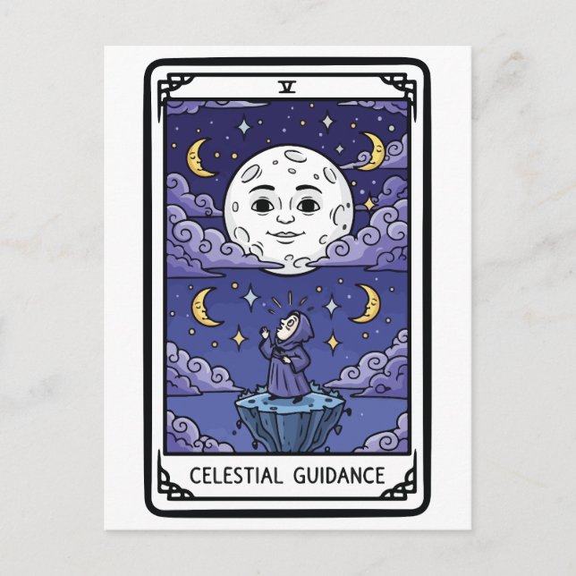 Celestial Guidance - Witch looking at moon Postcard (Front)