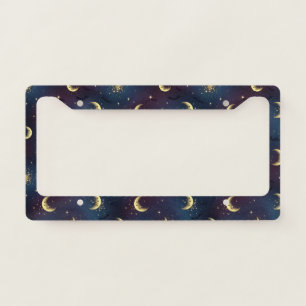 Celestial Halloween Night Bokeh - Mystical Moon License Plate Frame