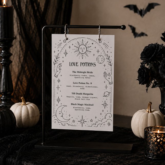 Celestial Halloween Wedding Bar Drink Menu Foam Board (Creator Uploaded)