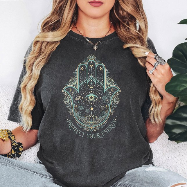 Celestial Hamsa Hand Evil Eye Protection Design T-Shirt (Creator Uploaded)
