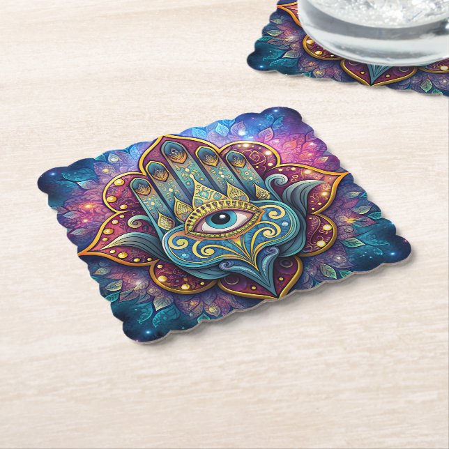 Celestial Hamsa  Paper Coaster (Angled)