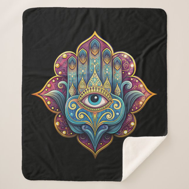 Celestial Hamsa  Sherpa Blanket (Front)