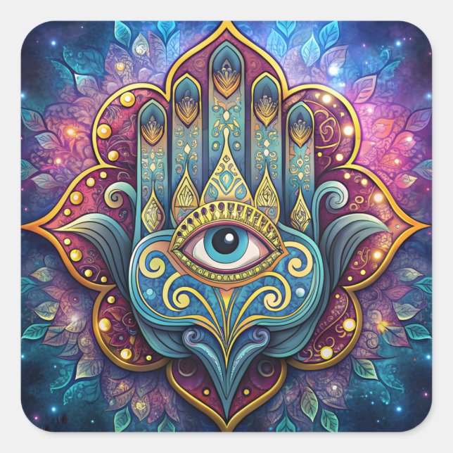 Celestial Hamsa  Square Sticker (Front)