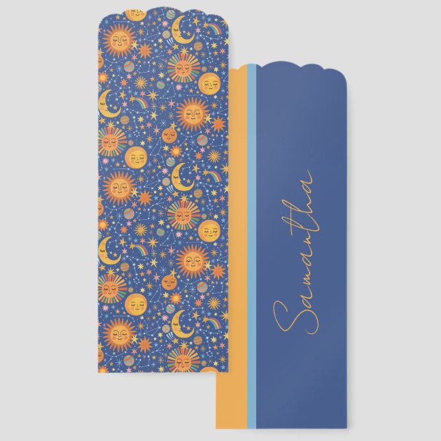 Celestial Hand Drawn Pattern - Custom Bookmark (Front & Back)