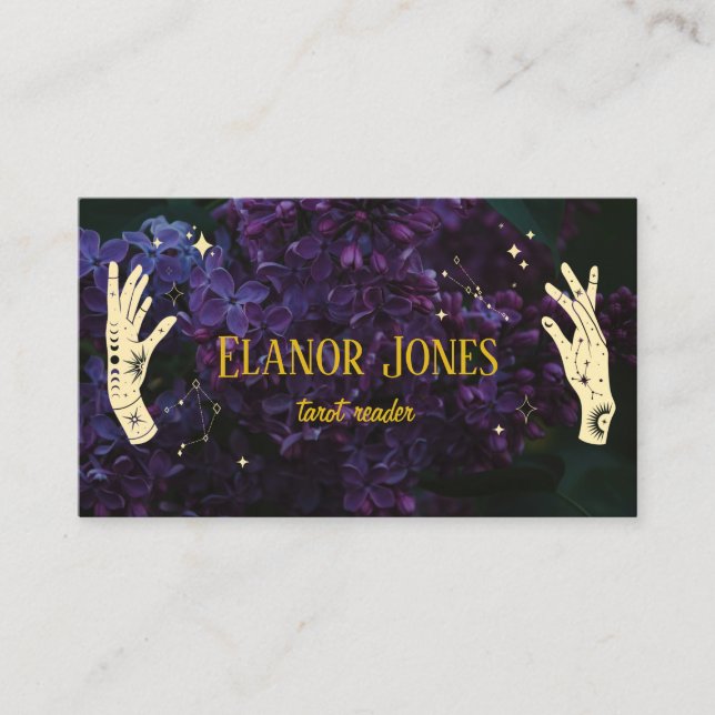 Celestial Hands Tarot Reader Business Cards (Front)