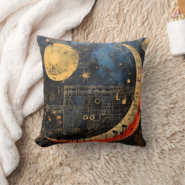 Celestial Harmony Crescendo Throw Pillow (Blanket)