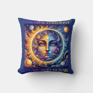 Celestial Harmony Sun and Moon, Astrology Throw Pillow