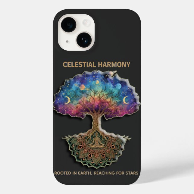 Celestial Harmony Tree | Cosmic Meditation Mandala Case-Mate iPhone Case (Back)