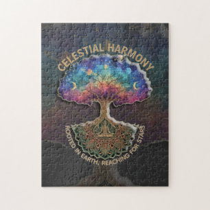 Celestial Harmony Tree - Cosmic Meditation Mandala Jigsaw Puzzle