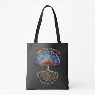 Celestial Harmony Tree - Cosmic Meditation Mandala Tote Bag