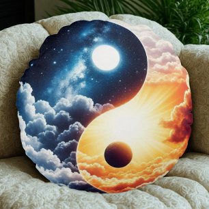 Celestial Harmony Yin Yang Round Pillow