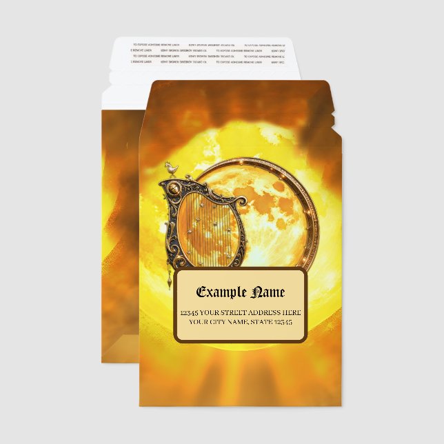 Celestial Harp of the Golden Moon.  Envelope Mailers (Front & Back)