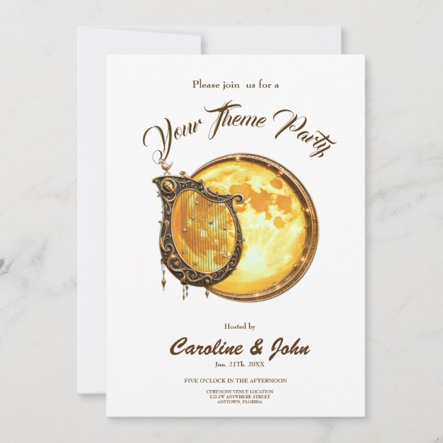 Celestial Harp of the Golden Moon.  Invitation (Front)