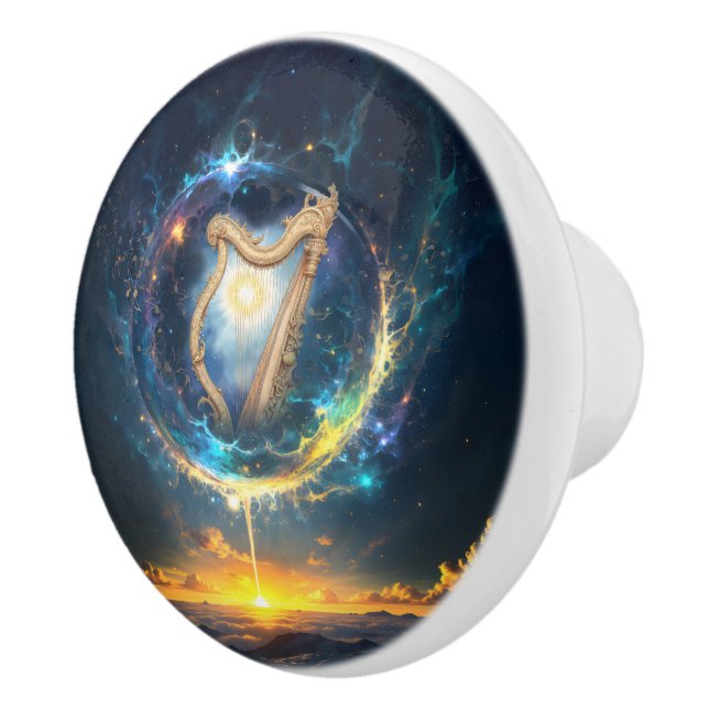 Celestial Harp of the Moonbound Skies.  Ceramic Knob (Right)