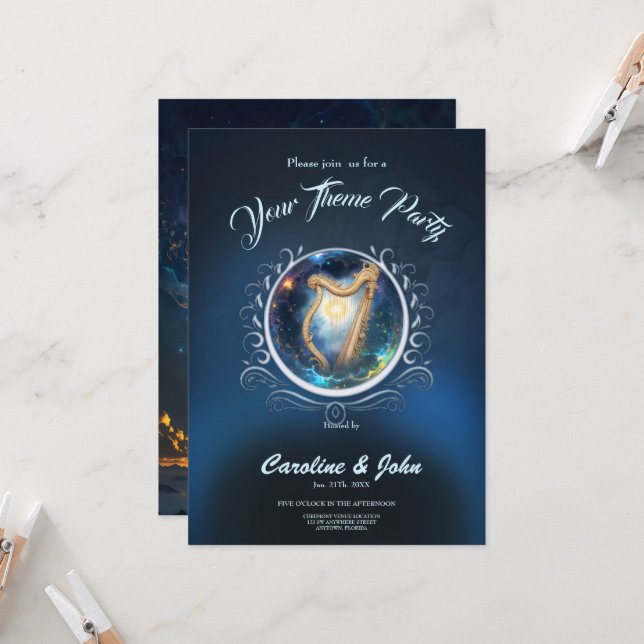 Celestial Harp of the Moonbound Skies.  Invitation (Front/Back In Situ)