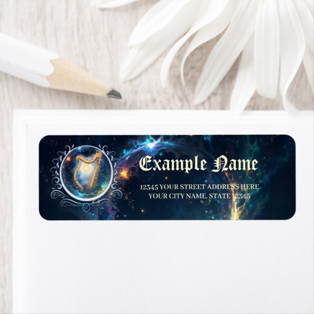 Celestial Harp of the Moonbound Skies.  Label (Insitu)