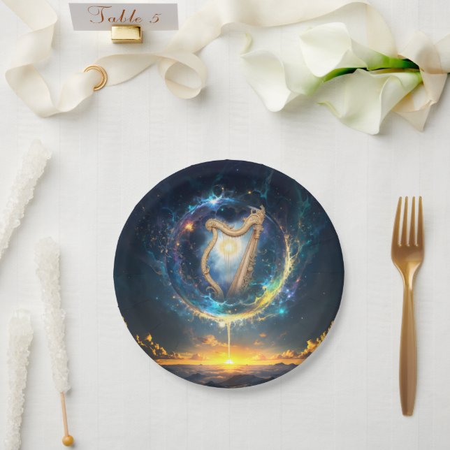 Celestial Harp of the Moonbound Skies.  Paper Plates (Wedding)