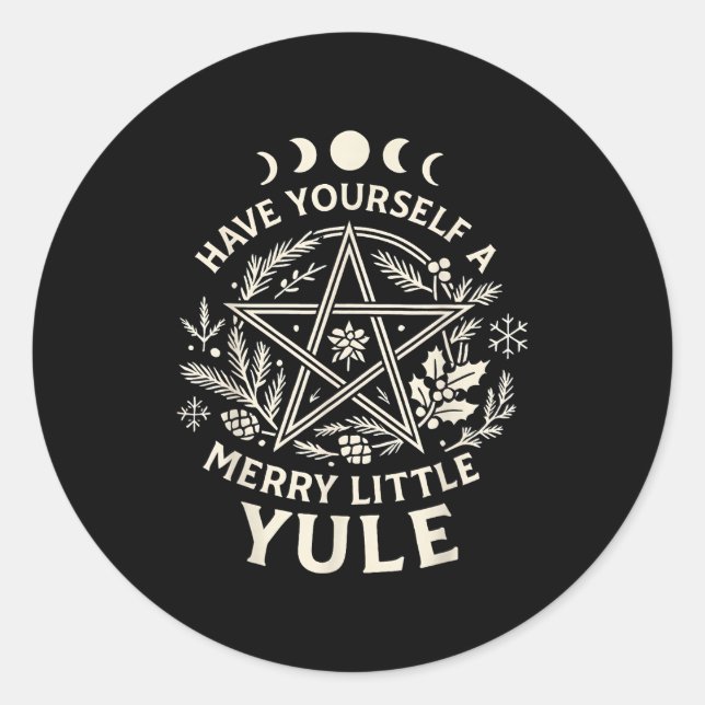 Celestial Have Yourself A Merry Little Solstice Yu Classic Round Sticker (Front)