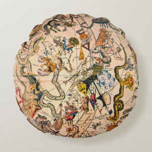 Celestial Hemisphere, 1790 Round Pillow