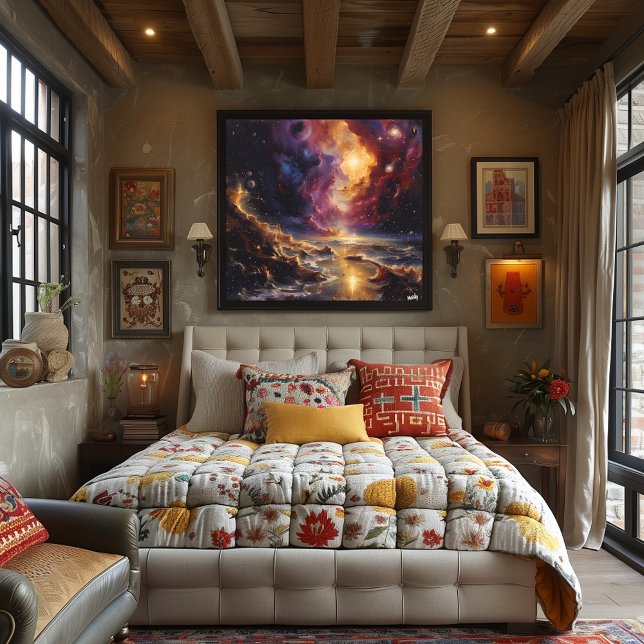 Celestial Horizon Over Surreal Cosmic Ocean Art Poster (Creator Uploaded)