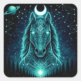 Celestial Horse – Cosmic Freedom Wildlife Galaxy Square Sticker