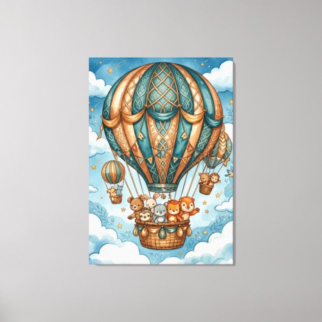 Celestial Hot Air Balloon Adventure Canvas Print (Front)