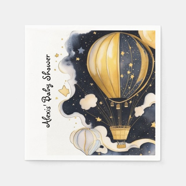 Celestial Hot Air Balloon Baby Shower Napkins (Front)