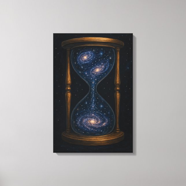Celestial Hourglass with Flowing Galaxies Canvas Print (Front)