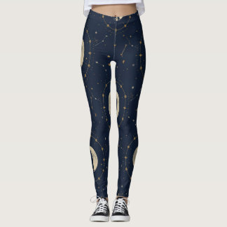 Celestial Howling Wolf Moon Pattern Leggings