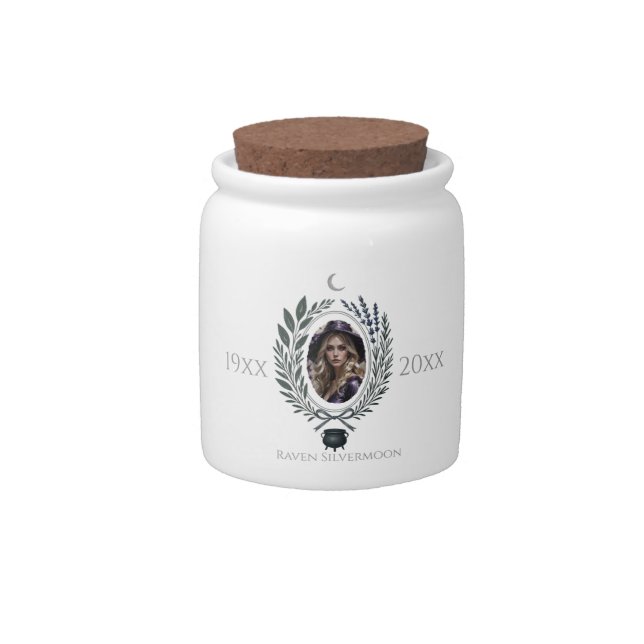 Celestial Indigo Pagan Witch Ceramic Urn Candy Jar (Front)