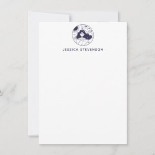 Celestial Intergalactic Space Girl Personalized Note Card