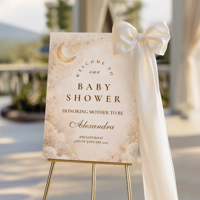 Celestial Ivory Gold Baby Shower Foam Board (Creator Uploaded)