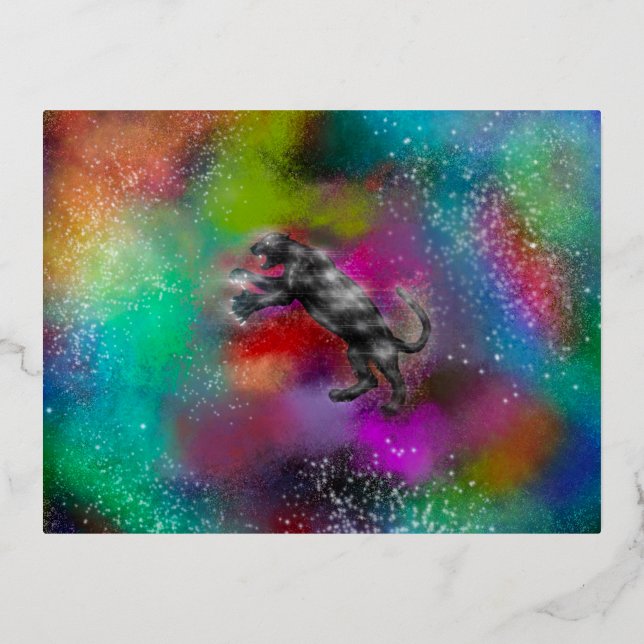 Celestial Jaguar Foil Invitation Postcard (Front)