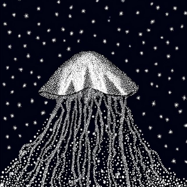 Celestial Jellyfish Dot Art Dreamscape stars T-Shirt (Creator Uploaded)
