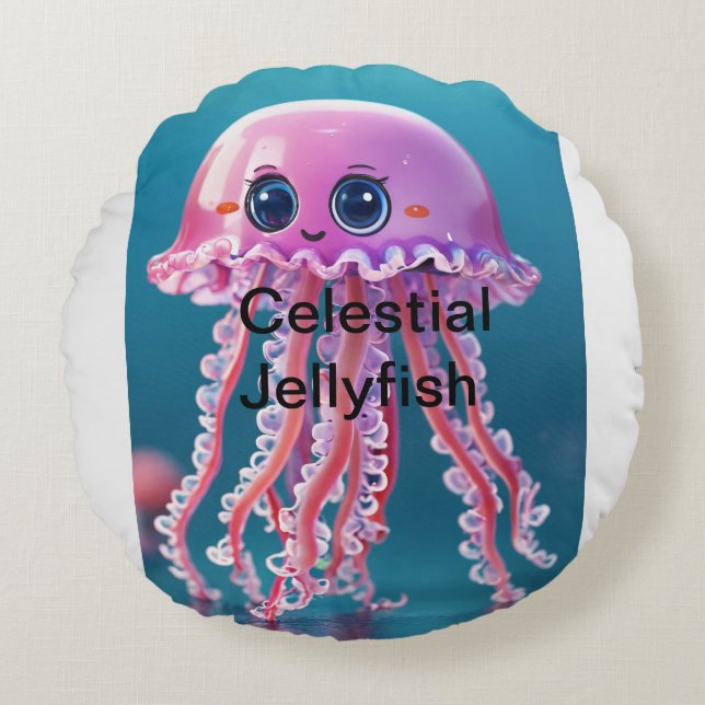  Celestial Jellyfish Round Pillow (Front)
