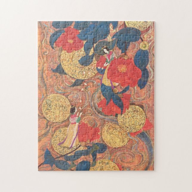 Celestial Journey in Gold and Camellia Jigsaw Puzzle (Vertical)