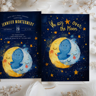 Celestial Joy: Over the Moon Baby Shower Invitation