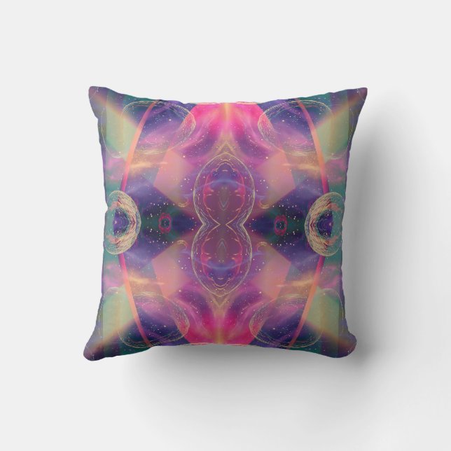 Celestial Kaleidoscopic Dreams Throw Pillow (Back)