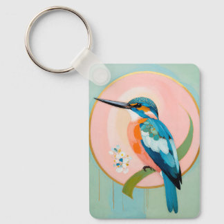 Celestial Kingfisher: A Study in Azure and Gold Keychain