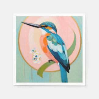 Celestial Kingfisher: A Study in Azure and Gold Napkins