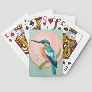 Celestial Kingfisher: A Study in Azure and Gold Poker Cards