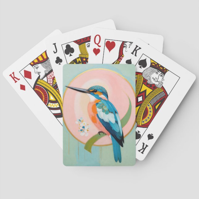 Celestial Kingfisher: A Study in Azure and Gold Poker Cards (Back)