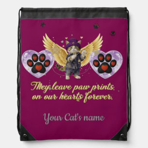 Celestial kitten Golden Wings Aesthetic Drawstring Bag